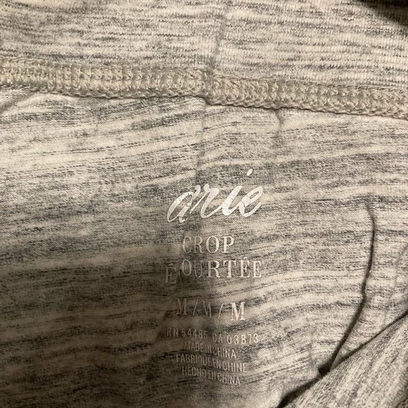 Women aerie grey white stripe legging yoga crop pant capri athletic workout m - Picture 2 of 7